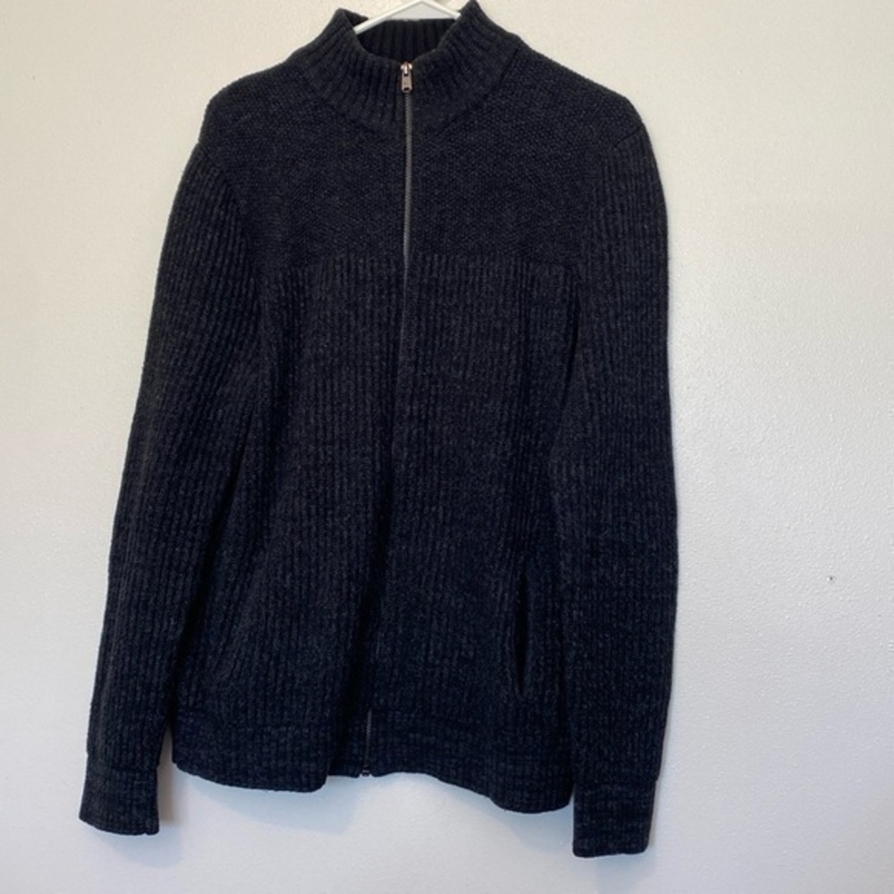 Marc Anthony full zip up wool blend long sleeve pocket sweater large